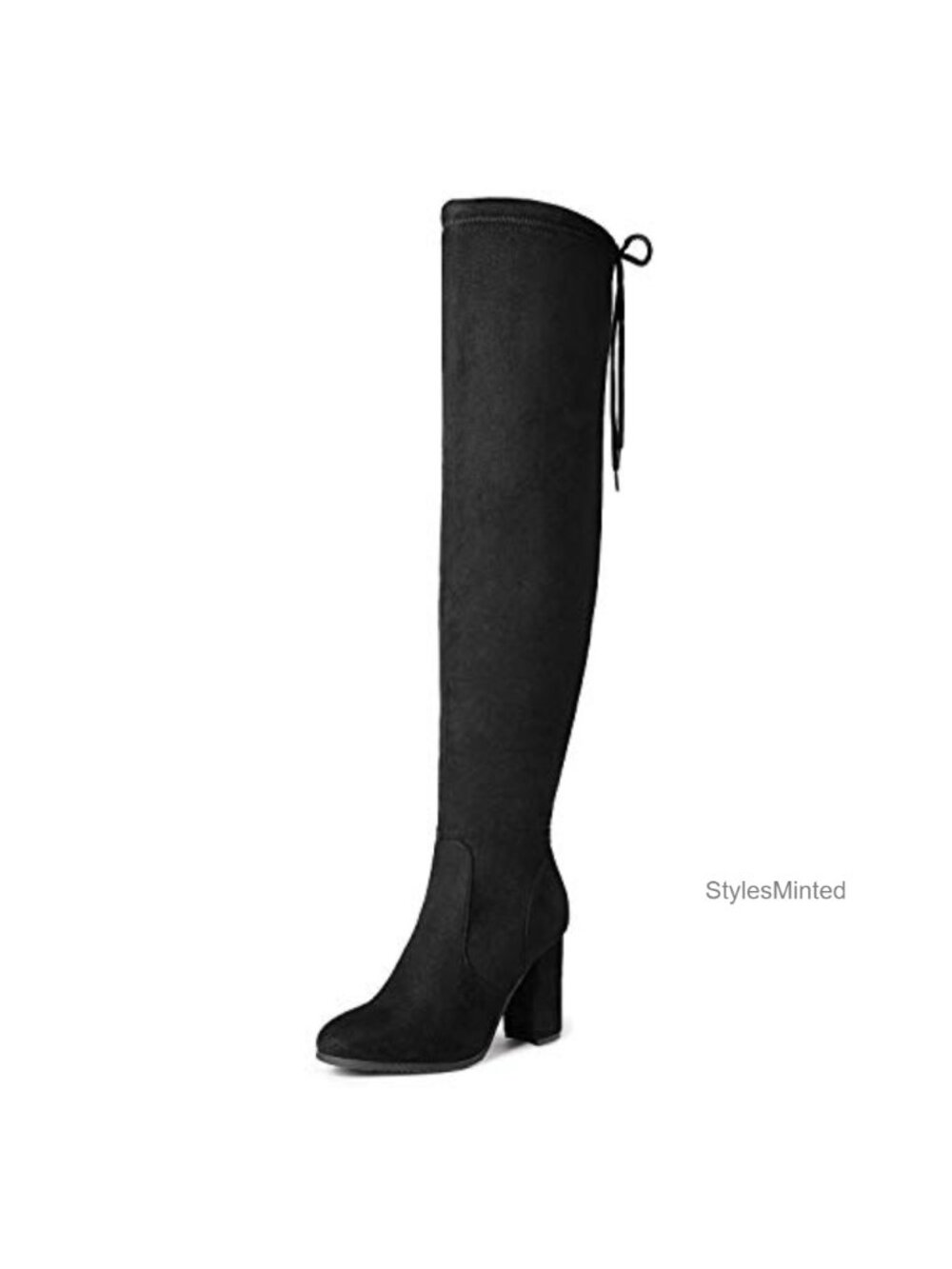 Faux Suede Stretch Thigh High Boots Faux Fur Lining Over Knee